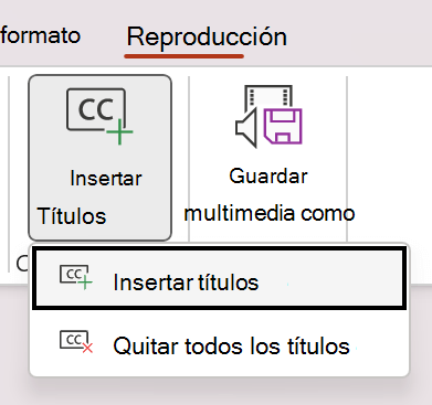 Insertar subtítulos para un vídeo en PowerPoint.