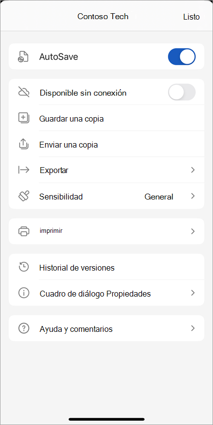 Captura de pantalla del cuadro de diálogo Más opciones.