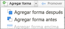 agregar una forma antes o después