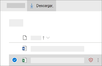 Captura de pantalla de la descarga de un archivo bloqueado en OneDrive para la Empresa