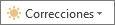 Botón Correcciones, tamaño más pequeño