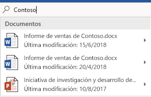 El cuadro de búsqueda Información que muestra una lista de archivos que ha encontrado