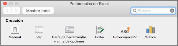 Preferencias de la barra de herramientas de la cinta de opciones de Office 2016 para Mac