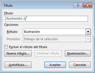 Cuadro de diálogo Insertar leyenda