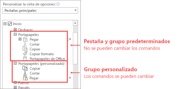 Grupo personalizado de comandos