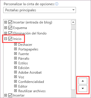 Cambiar el orden de los elementos de la cinta