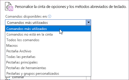 Seleccionar comandos