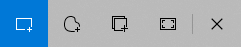 Opciones de captura de pantalla de la herramienta Recortes: modo rectangular, modo de forma libre, modo de ventana y modo de pantalla completa.