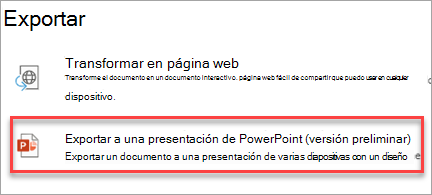 Exportar a una presentación de PowerPoint