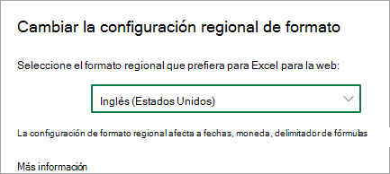Cambiar la configuración de formato regional