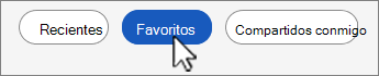 Captura de pantalla del botón Lista de archivos favoritos.