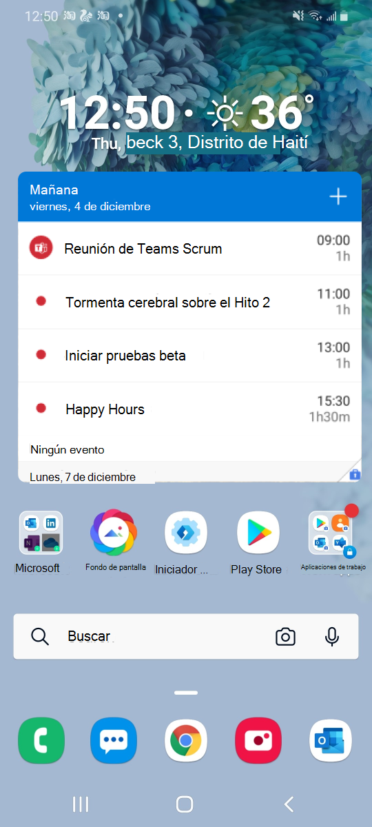 Ejemplo de widget de trabajo
