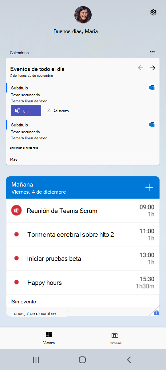 Ejemplo de widget de trabajo