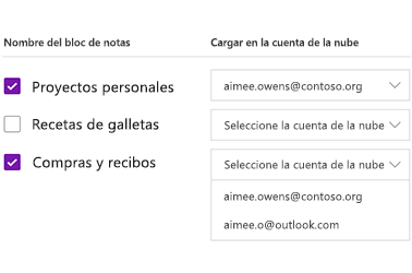 Cargar blocs de notas en una cuenta en la nube
