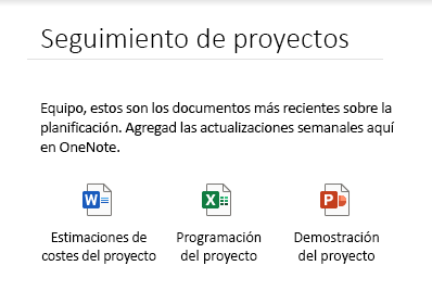 Archivos insertados en una página en OneNote para Windows 10