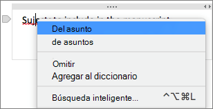 Presione control y haga clic en la palabra subrayada para comprobar un error ortográfico