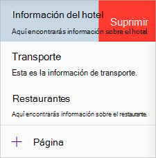 Eliminar una página en OneNote para iOS