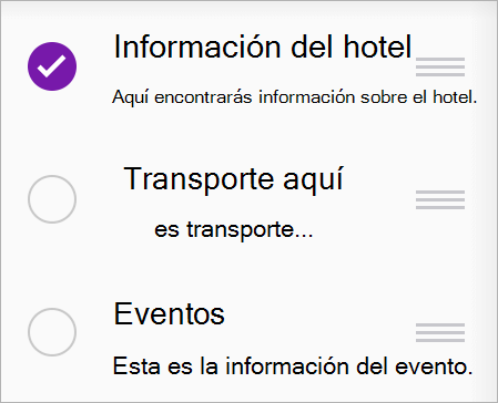 Seleccione la página que desea mover o copiar a otra sección