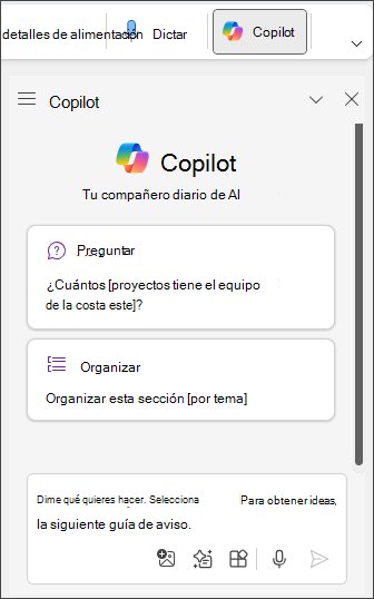 Captura de pantalla que muestra cómo se organizan las notas.