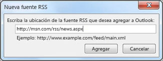 Escribir la dirección URL para la fuente RSS