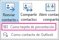 Reenviar un contacto como tarjeta de presentación