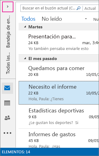 Vistas como iconos con el panel de carpetas minimizado