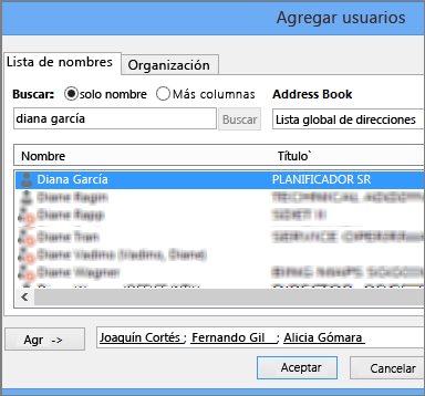 Agregación de usuarios a un nivel de permiso