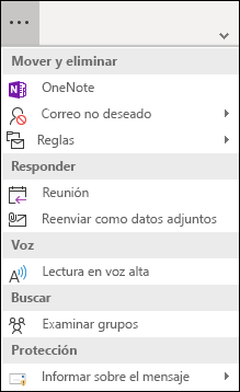 Los botones adicionales están en el menú de desbordamiento de la cinta simplificada.