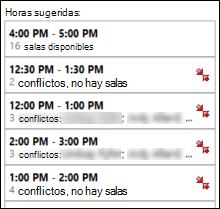 Horas sugeridas
