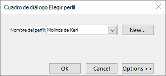 Cuadro de diálogo Elegir perfil con el nombre del nuevo perfil