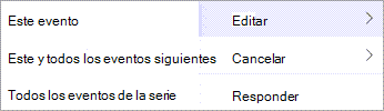 Elija Editar o Cancelar en el menú contextual