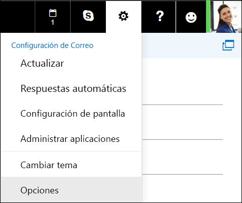 Opciones de configuración de Outlook en la web