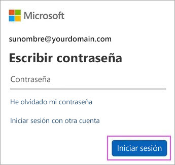Escriba su contraseña de Outlook.com