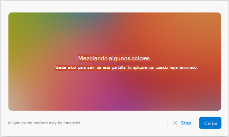Una pantalla que muestra un tema que se está generando en Outlook para Mac