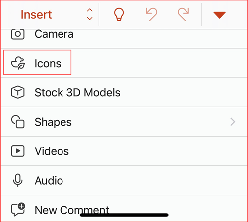 Insertar iconos PPT iOS