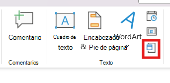 Captura de pantalla de Objeto en PowerPoint.