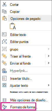 Formato de forma en el menú contextual