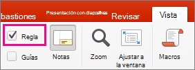Casilla Regla en la pestaña Ver