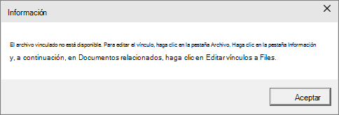 Muestra el error de archivo vinculado en PowerPoint