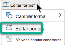 El menú Editar puntos está disponible en la pestaña Formato de forma cuando se selecciona una forma en PowerPoint.
