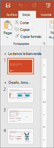 Panel de miniaturas