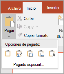 Seleccione Pegado especial