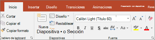 Marcador de resaltado de texto en la cinta de PowerPoint.
