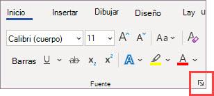 Selector de cuadro de diálogo Fuente