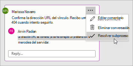 Trabajar con un comentario