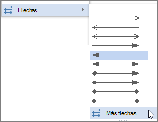 Hacer clic en Más flechas para personalizar una línea o flecha