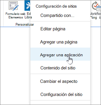 Agregar una aplicación (lista, biblioteca)