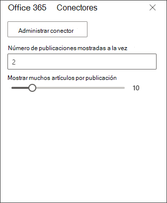 Captura de pantalla del panel de edición del conector Office 365