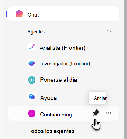 captura de pantalla del anclaje de un agente