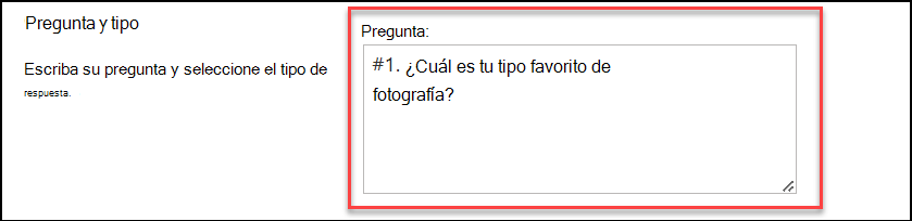 captura de pantalla de tipo de pregunta